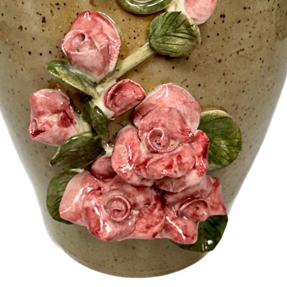 Pottery Vase Bud Studio Signed Art Glaze Brown Stoneware MCM Ruffled Stoneware - Picture 3 of 9